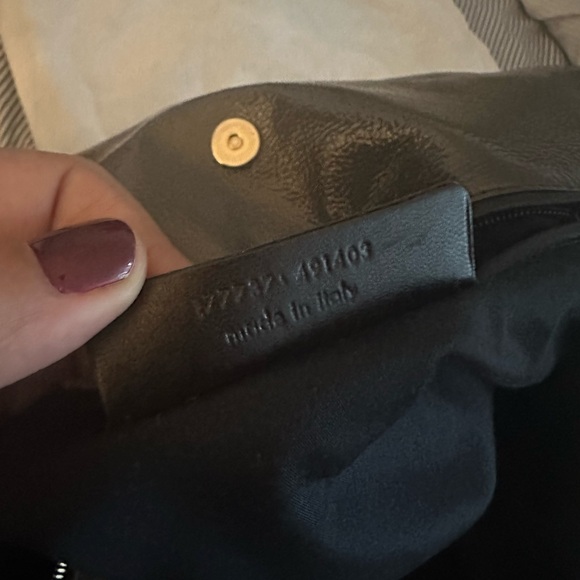 Authentic YVES SAINT LAURENT PATENT OLIVE GREEN TRIBUTE BAG PURSE TOTE - Picture 10 of 10